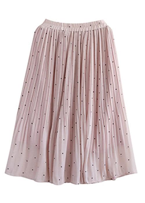 Bohemian Pink Elastic Waist Dot Print Chiffon Skirts Summer Ada Fashion