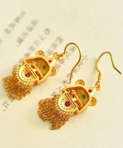 Boho Gold Gem Stone Tassel Silver Drop Earrings LY9179 Ada Fashion