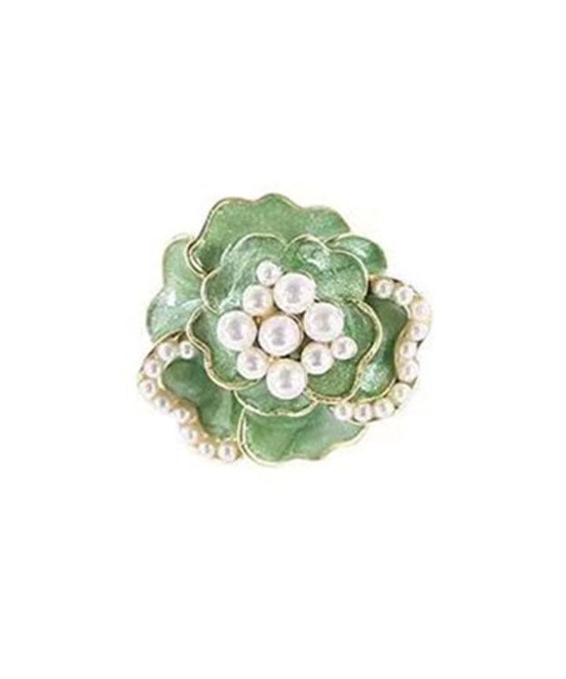 Boho Green Sterling Silver Copper Pearl Floral Stud Earrings Ada Fashion