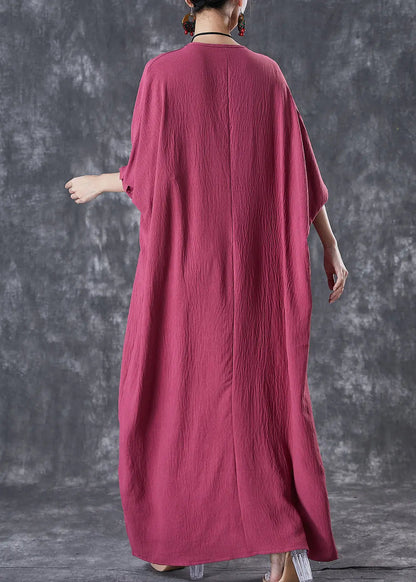 Boho Red Oversized Lengthen Cotton Robe Dresses Fall Ada Fashion