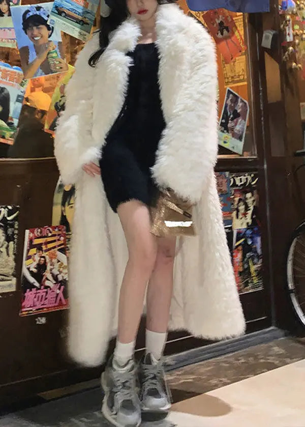 Boutique Plus Size White Fuzzy Fur Fluffy Coat Winter Ada Fashion