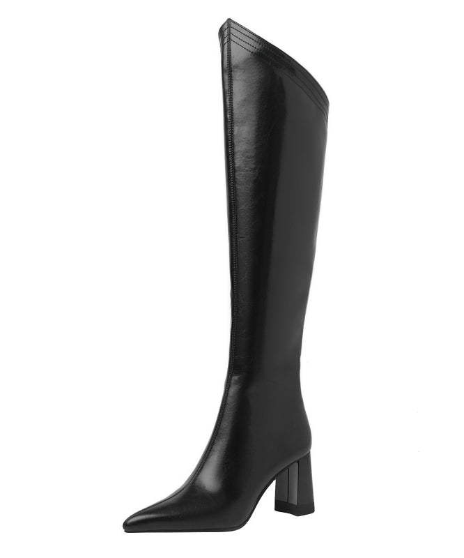 Boutique Splicing Chunky Knee Boots Pointed Toe