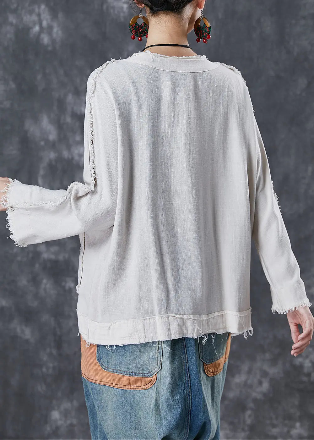 Chic White Oversized Pockets Linen Jacket Fall Ada Fashion