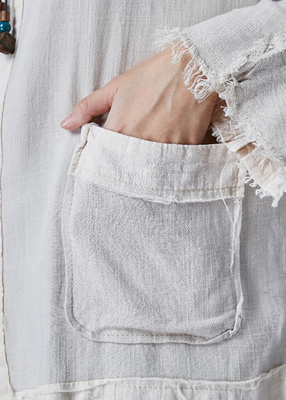 Chic White Oversized Pockets Linen Jacket Fall Ada Fashion