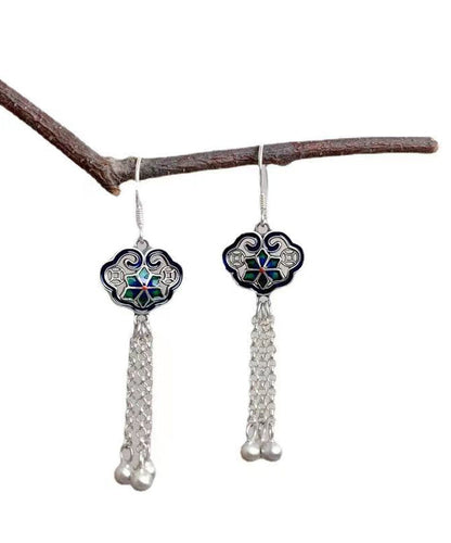 Chinese Style Tassel Geometric Patchwork Silver Drop Earrings LY9176 Ada Fashion