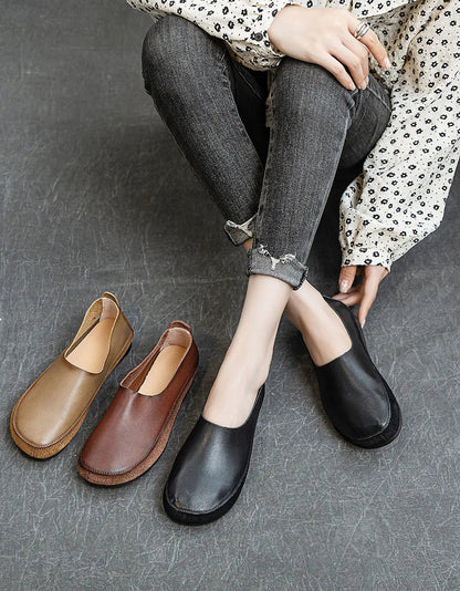 Comfortable Soft Leather Slip-on Retro Flat Shoes 35-41 Ada Fashion