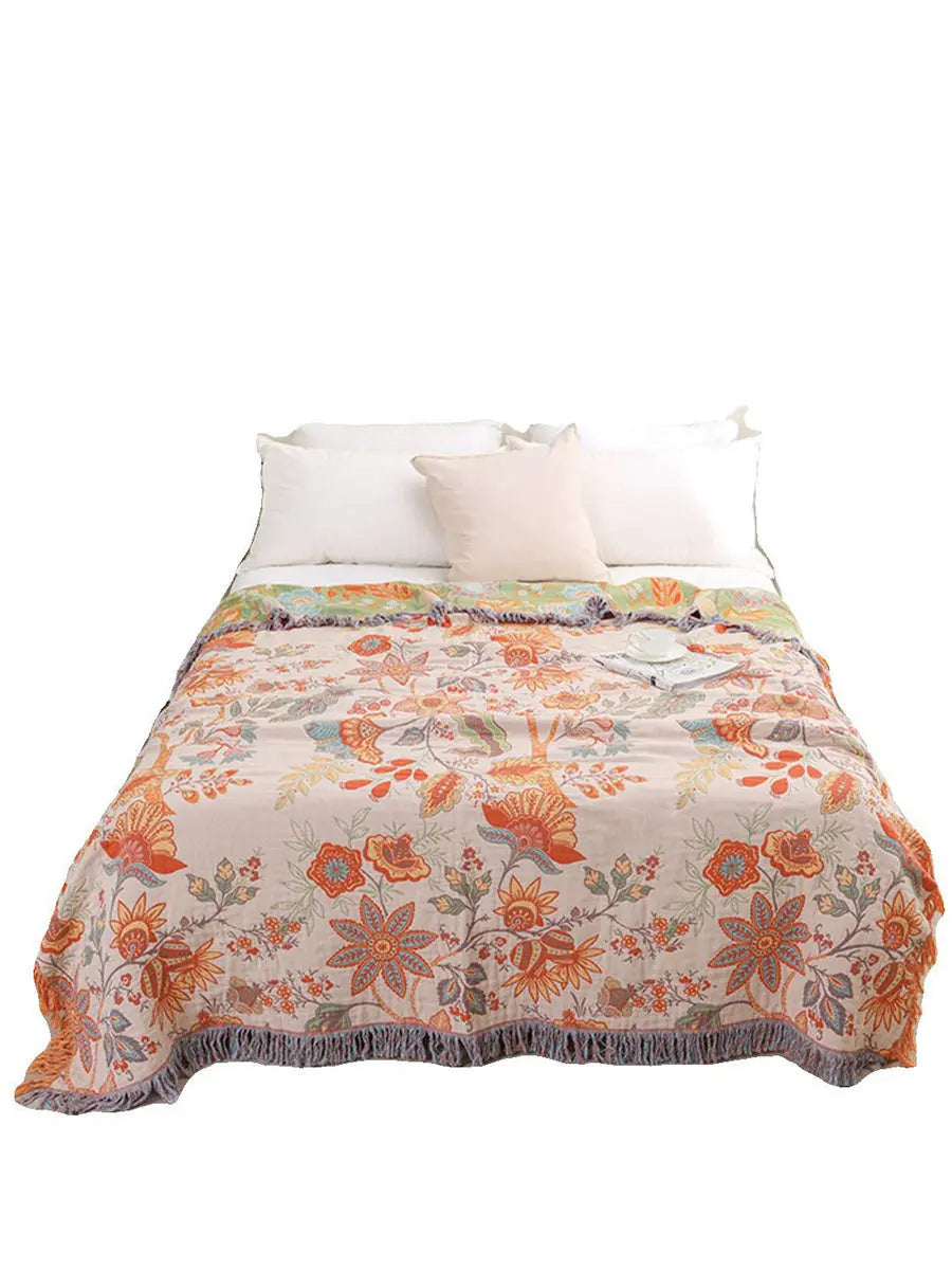 Cotton Queen Blanket 100% Cotton Bedcover Sofa Blanket Ada Fashion