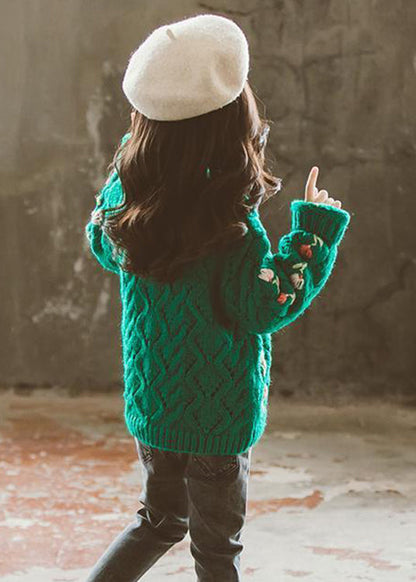 Cute Green V Neck Button Patchwork Knit Girls Cardigans Fall Ada Fashion