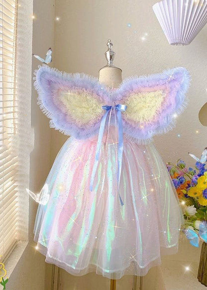 Jolies robes d'été en tulle à volants arc-en-ciel pour bébé fille