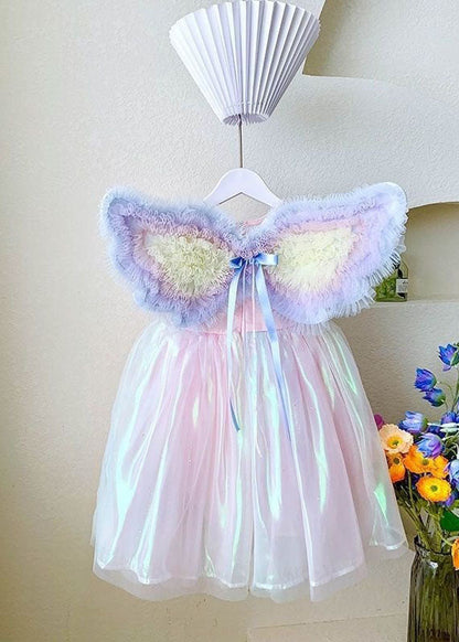 Jolies robes d'été en tulle à volants arc-en-ciel pour bébé fille