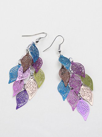 Womens Leaf Copper Colorful Earring QAR112