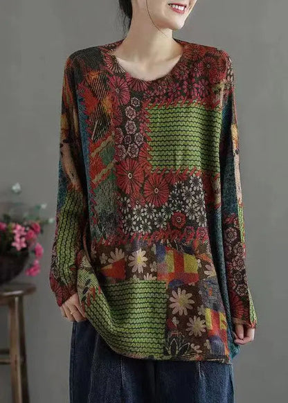 Elegant Colorblock Cozy Patchwork Mink Hair Knitted Tops Fall Ada Fashion