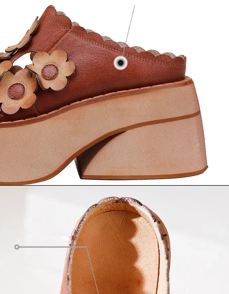 Flowers Decor Handmade Retro Platform Sandals Ada Fashion