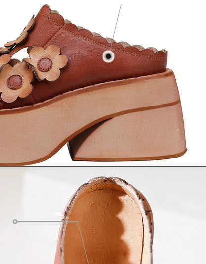 Flowers Decor Handmade Retro Platform Sandals Ada Fashion