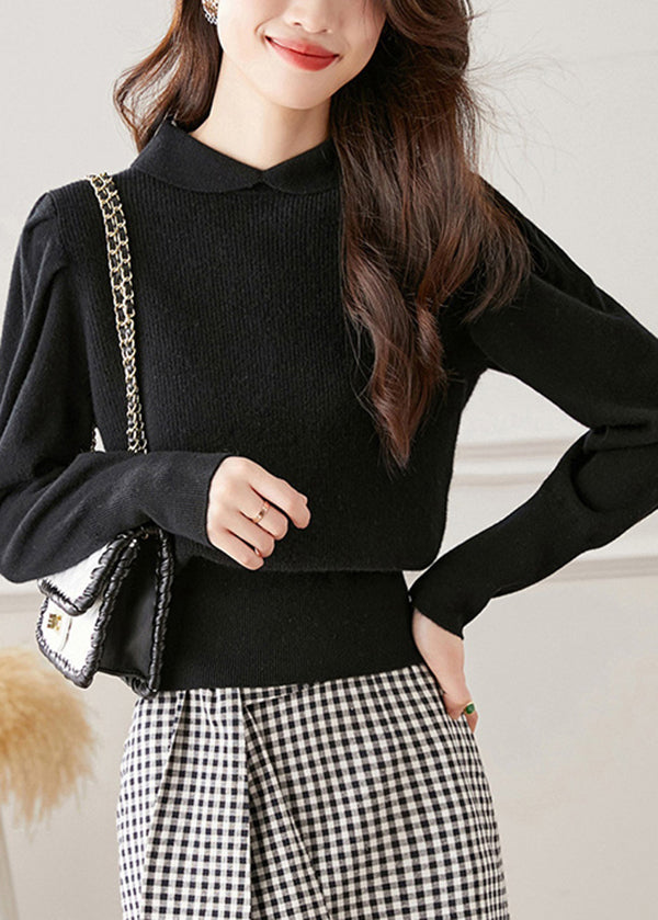 Peter Pan Collar Woolen Knit Pullover