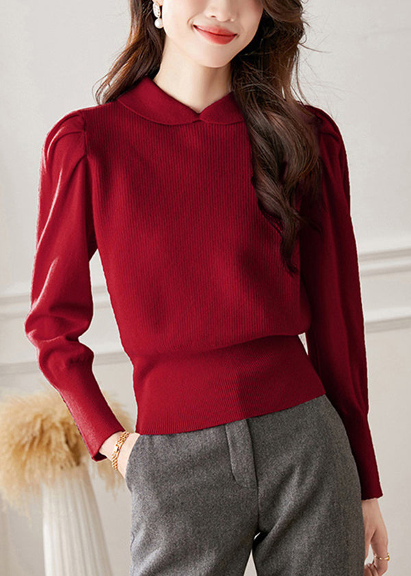 Peter Pan Collar Woolen Knit Pullover