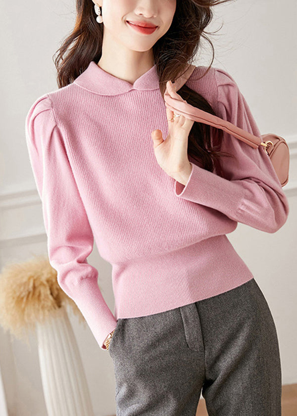 Peter Pan Collar Woolen Knit Pullover