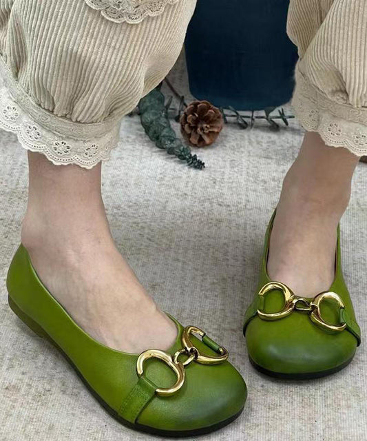 Grüne Vintage Splicing Pailletten Plattfüße Schuhe