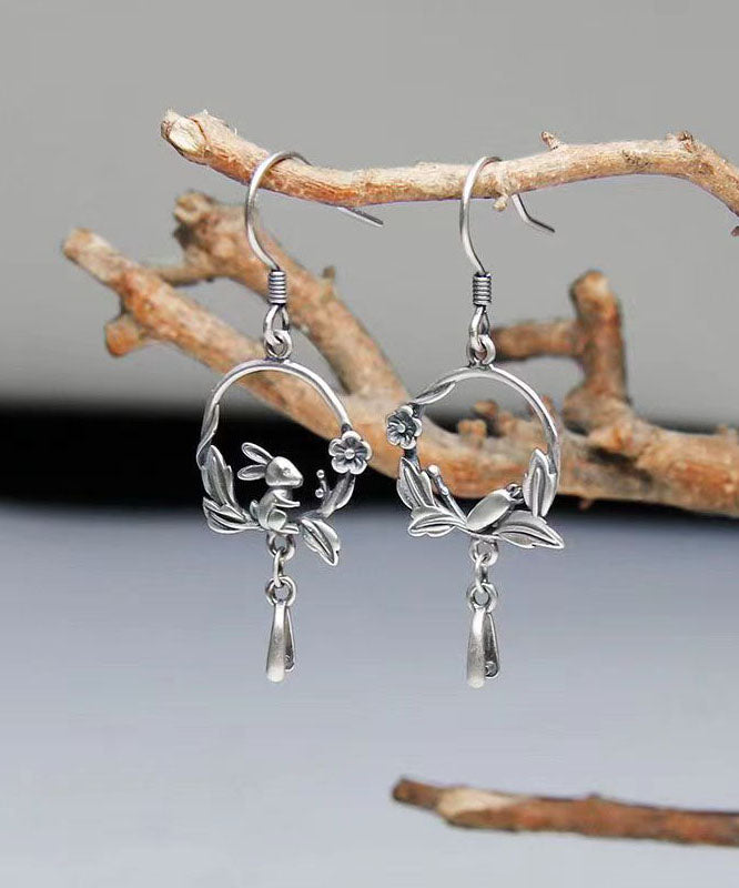 Handmade Boho Little Rabbit Carrot Silver Drop Earrings Ada Fashion