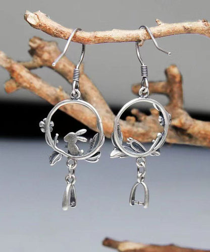 Handmade Boho Little Rabbit Carrot Silver Drop Earrings Ada Fashion