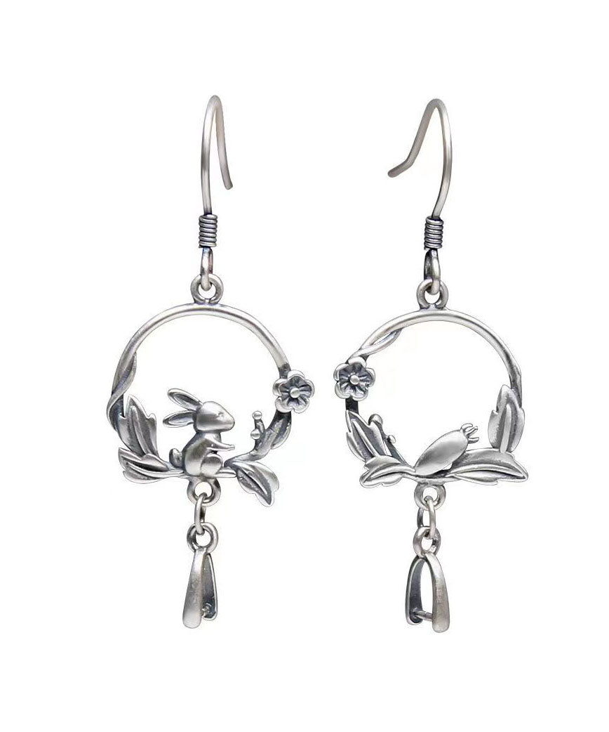 Handmade Boho Little Rabbit Carrot Silver Drop Earrings Ada Fashion