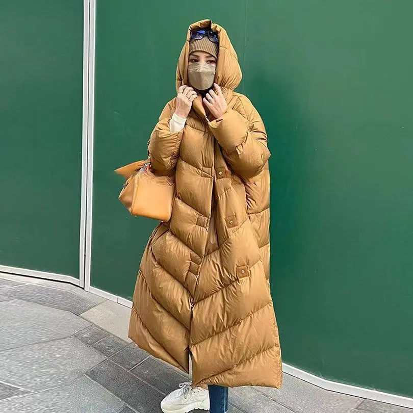 Handmade Caramel Fine Cotton Filled Hooded Coat Winter Ada Fashion