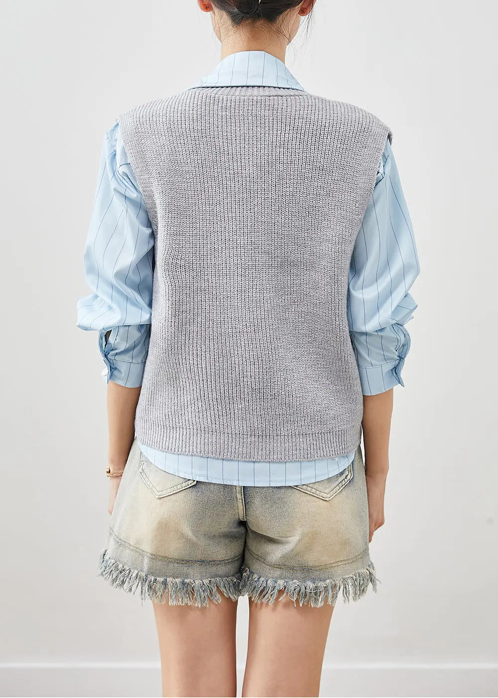 Handmade Grey Asymmetrical Thick Knit Vests Fall Ada Fashion