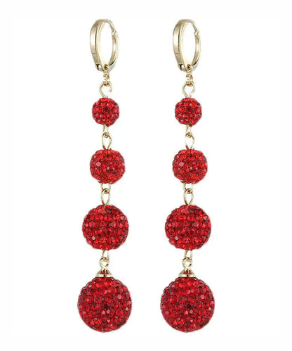 Handmade Red Copper Zircon Tassel Drop Earrings Ada Fashion