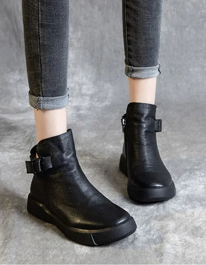 Handmade Retro Leather Ankle Boots for Women Ada Fashion