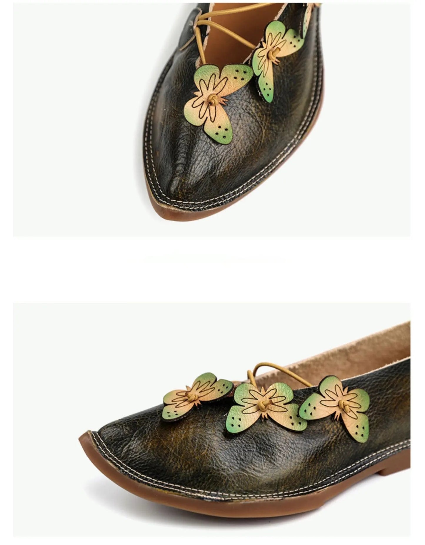 Handmade Soft Leather Oriental Flat Shoes Ada Fashion