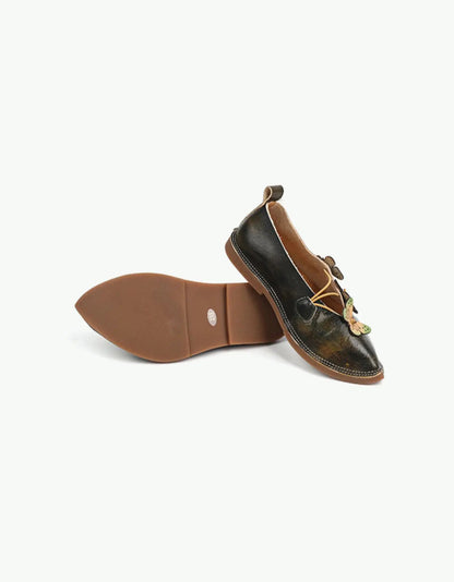 Handmade Soft Leather Oriental Flat Shoes Ada Fashion