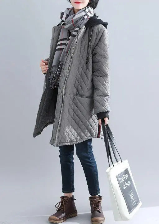 Hooded Pockets Patchwork Coat Ada Fashion