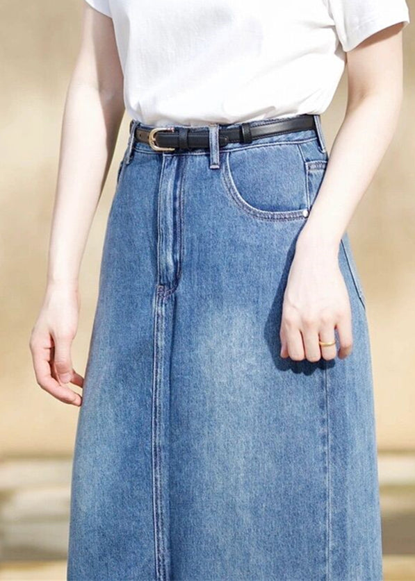 Italian Blue Side Open Denim Skirts