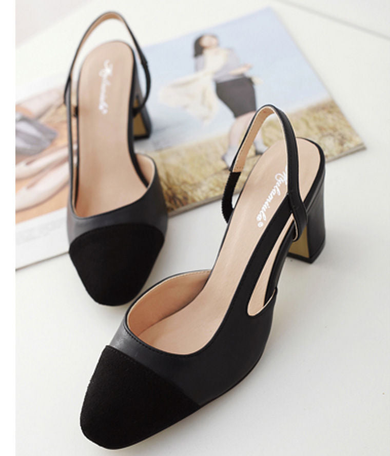 Zweifarbige Slingback-Pumps aus Kunstleder AE1037