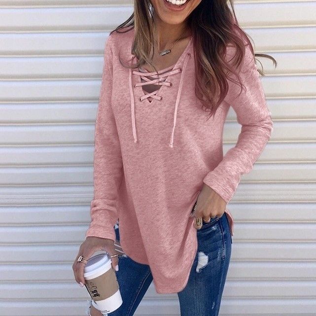 Long-Sleeve Lace-Up T-Shirt CA18