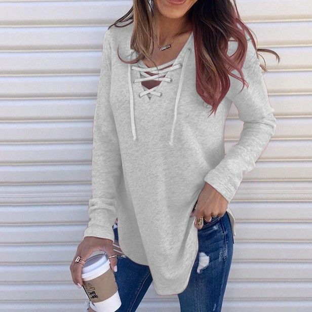 Long-Sleeve Lace-Up T-Shirt CA18