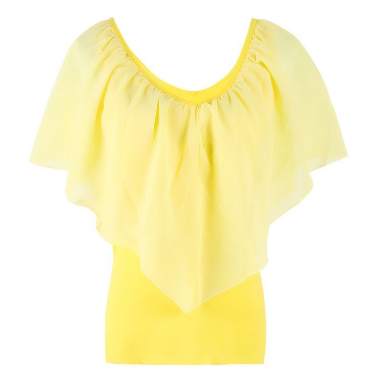 Ruffled Cold-Shoulder Chiffon Top CA5