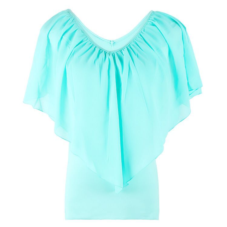 Ruffled Cold-Shoulder Chiffon Top CA5