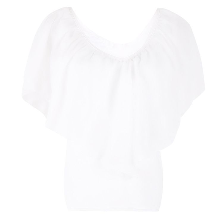 Ruffled Cold-Shoulder Chiffon Top CA5