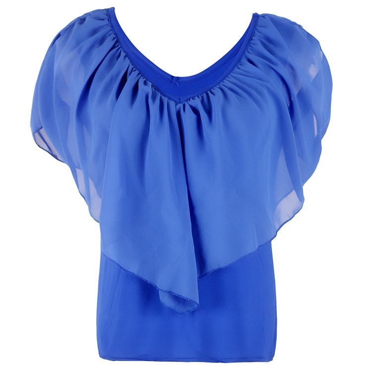 Ruffled Cold-Shoulder Chiffon Top CA5