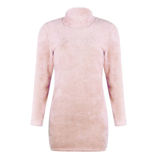 Fluffy Mini Sheath Sweater Dress CA12