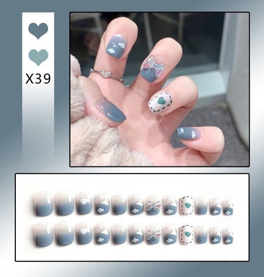 Bow Heart Cloud Faux Nail Tips MJ31