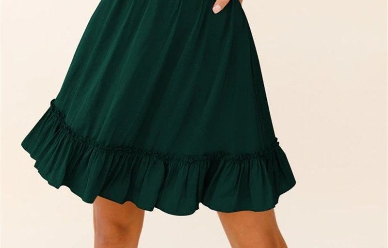Short Sleeve Off-Shoulder Ruffled-Trim Mini Dress OP54