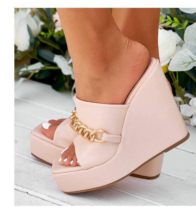 Chain Platform Wedge-Heel Sandals AE1059