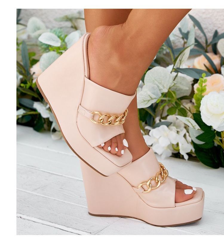 Chain Platform Wedge-Heel Sandals AE1059