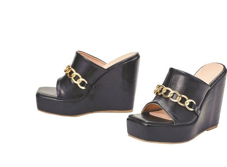 Chain Platform Wedge-Heel Sandals AE1059