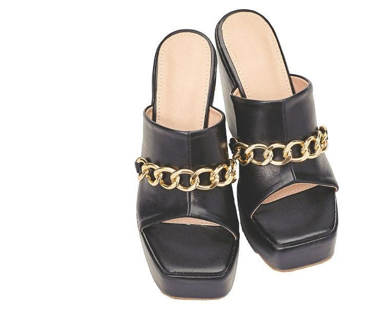 Chain Platform Wedge-Heel Sandals AE1059