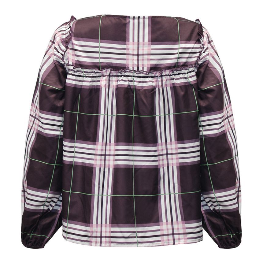 Long-Sleeve Plaid Blouse CA24