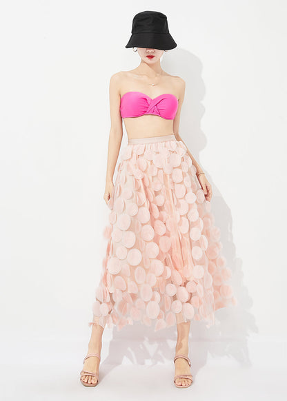 Jupe trapèze en tulle rose clair surdimensionnée pour l'été LY0888