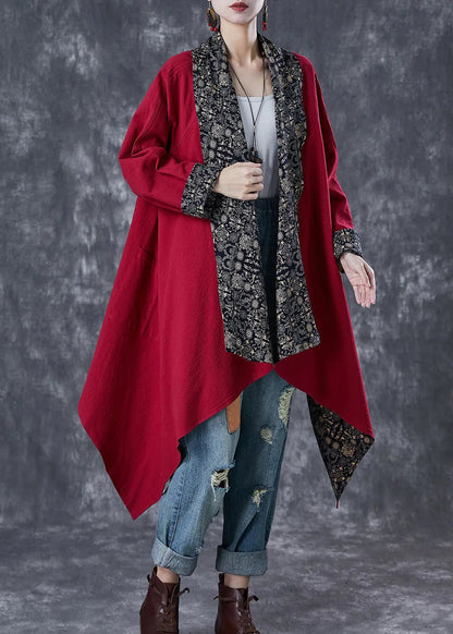 Mulberry Print Cotton Trench Asymmetrical Wear On Both Sides Fall Ada Fashion